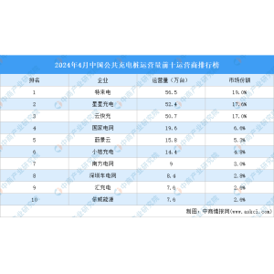 千亿球友会2024年4月中国大众充电桩运营量前十运营商排行榜（附榜单）